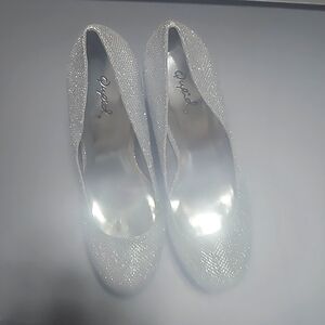 Silver rhinestone heels